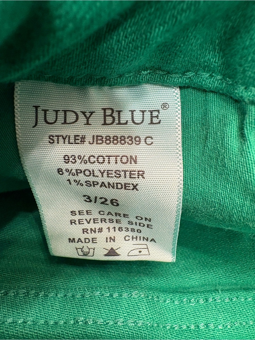 Judy Blue High Rise Garment Dyed Cropped Flare Jeans in Kelly Green - Picture 8 of 14